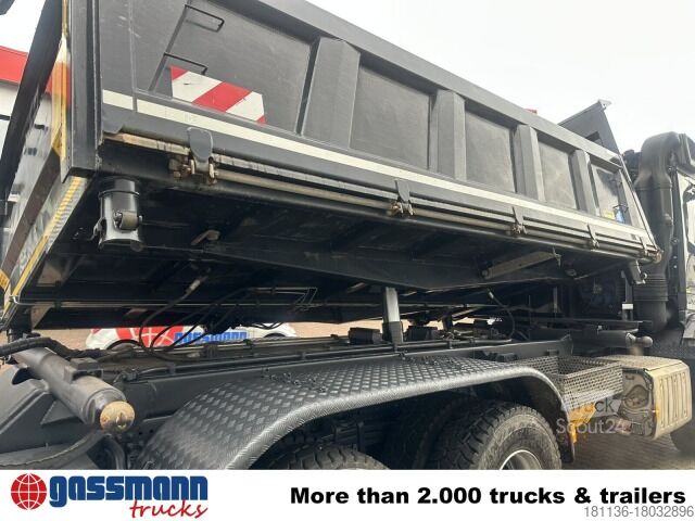 Kipper LKW Mercedes-Benz Arocs 3345 K 6x4, Heckkran Hiab Jonsered 1300RS79,