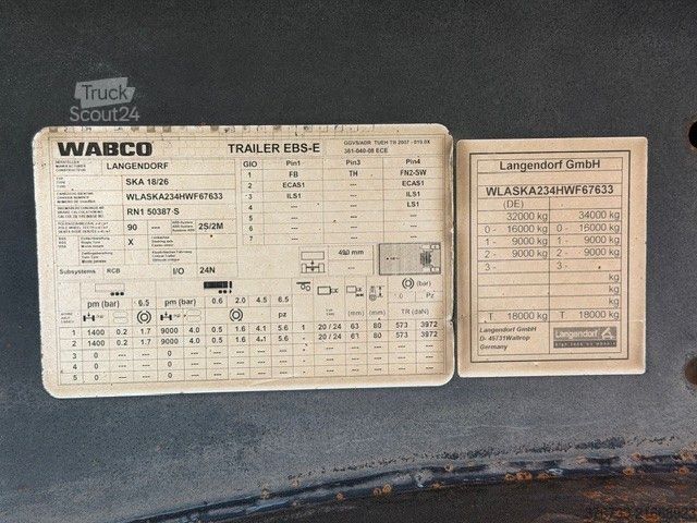 Tipper semitrailer LANGENDORF SKA 18/26 Thermo Liftachse 26,9 m³