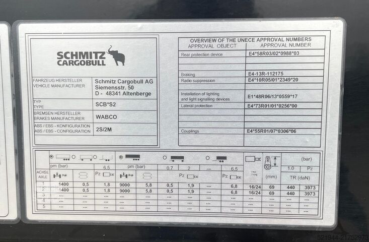 Open oplegger met zeil Schmitz Cargobull SCB S2 SCS 18/1-13.62 Curtainsider