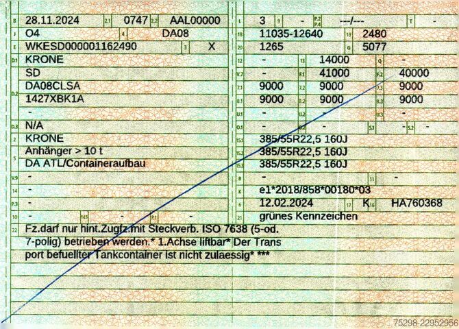 Poluprikolica za izmjenjive sanduke KRONE SD | Teleskop | 11.035mm-12.640mm