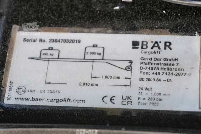 Skriňový náves SCHMITZ CARGOBULL SKO SBO 18 / LBW BÄR 2000 kg /ROLLTOR / 3 x ZURR