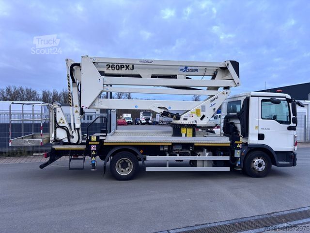 Arbetsplattform lastbil MAN TGL 8.180 GSR Gelenkteleskop 26 Meter