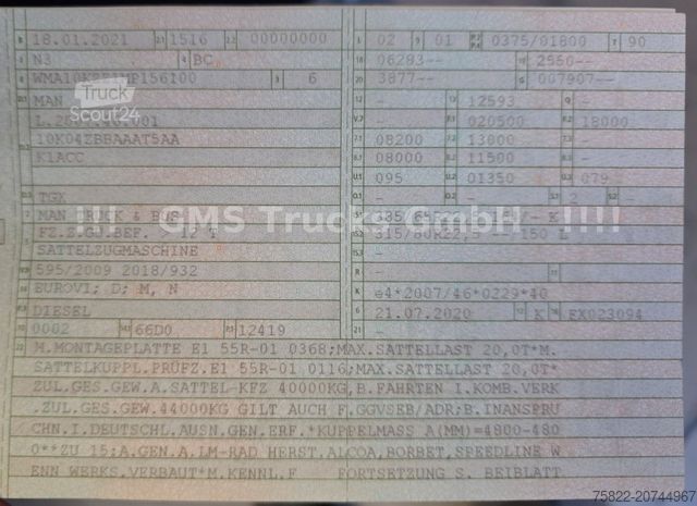 Trattore stradale standard MAN TGX TG3 18.510 / GX / Alcoa / Ret. / Hydraulik