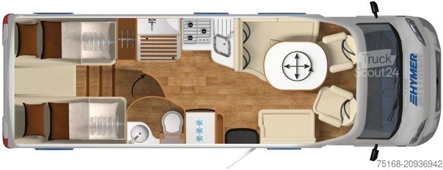 Halvintegreret autocamper HYMER/ERIBA Tramp SL 704 Hubstützenanlage /Solar /Lithium /K