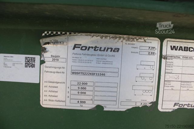 Rimorchio Fortuna FORTUNA FTS 210-5.2 - MULDENKIPPER - Nr.: 346