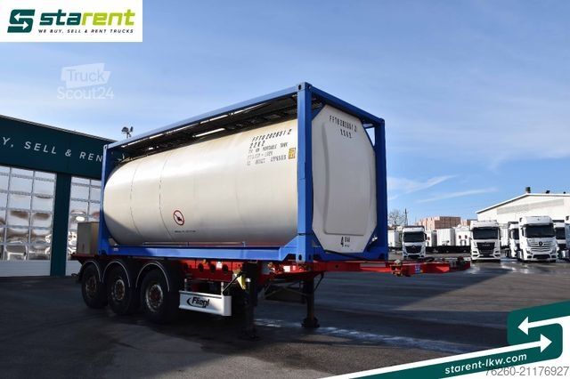 Návěs s výměnnou nástavbou FLIEGL Containerchassis light + Singamas Tank