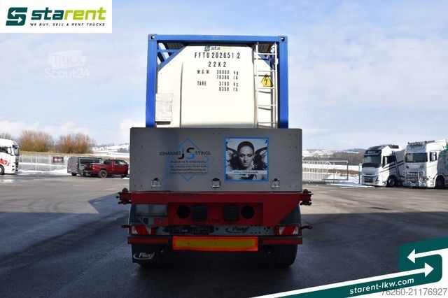 Návěs s výměnnou nástavbou FLIEGL Containerchassis light + Singamas Tank