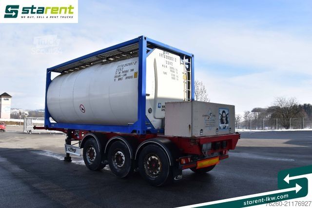 Návěs s výměnnou nástavbou FLIEGL Containerchassis light + Singamas Tank