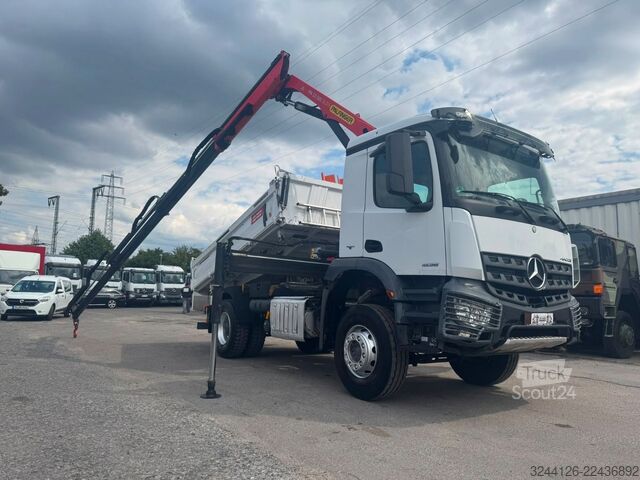 Трехсторонний самосвал MERCEDES-BENZ Arocs 1835K/Meiller+Kran-PalfingerPK12501/Funk/