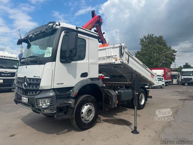 Трехсторонний самосвал MERCEDES-BENZ Arocs 1835K/Meiller+Kran-PalfingerPK12501/Funk/