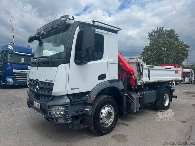 Трехсторонний самосвал MERCEDES-BENZ Arocs 1835K/Meiller+Kran-PalfingerPK12501/Funk/