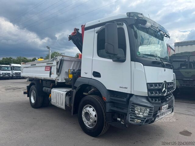 Трехсторонний самосвал MERCEDES-BENZ Arocs 1835K/Meiller+Kran-PalfingerPK12501/Funk/