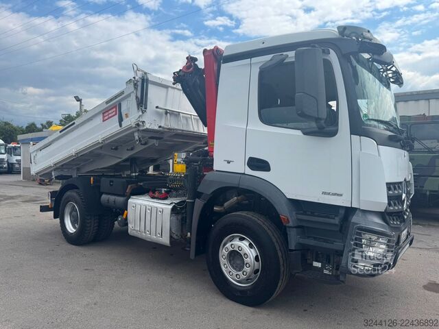 Трехсторонний самосвал MERCEDES-BENZ Arocs 1835K/Meiller+Kran-PalfingerPK12501/Funk/