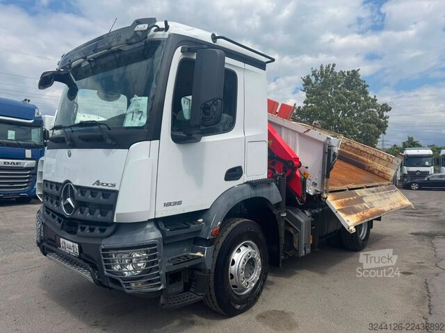 Трехсторонний самосвал MERCEDES-BENZ Arocs 1835K/Meiller+Kran-PalfingerPK12501/Funk/