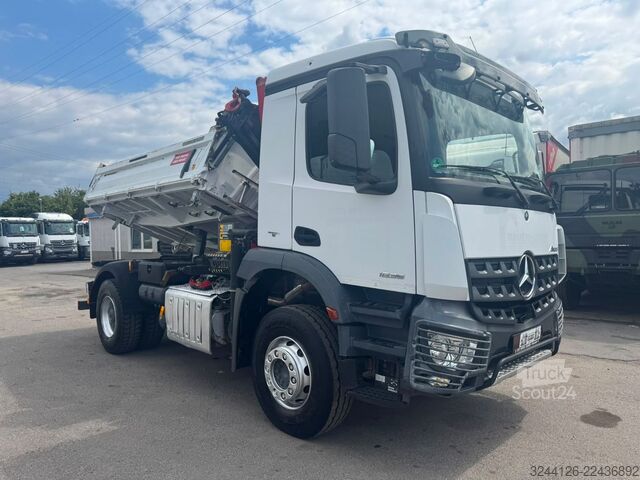 Трехсторонний самосвал MERCEDES-BENZ Arocs 1835K/Meiller+Kran-PalfingerPK12501/Funk/