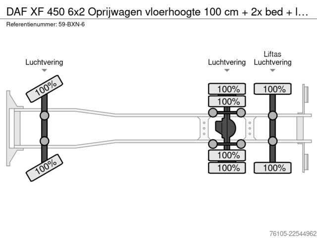 Autotransporter DAF XF 450 6x2 Oprijwagen vloerhoogte 100 cm + 2x  ...