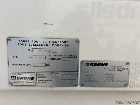 Remorque à châssis interchangeable KRONE DRYBOX KOFFER WK 7.3 STG MEHRERE EINHEITEN VERFüGBAR 7,45 METER GESAMTLäNGE