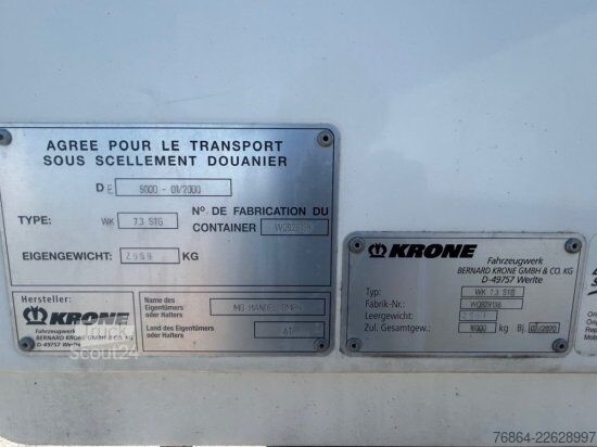 Remorque à châssis interchangeable KRONE DRYBOX KOFFER WK 7.3 STG MEHRERE EINHEITEN VERFüGBAR 7,45 METER GESAMTLäNGE