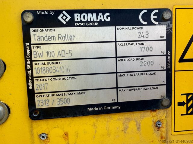 Rouleau compresseur BOMAG BW100AD-5