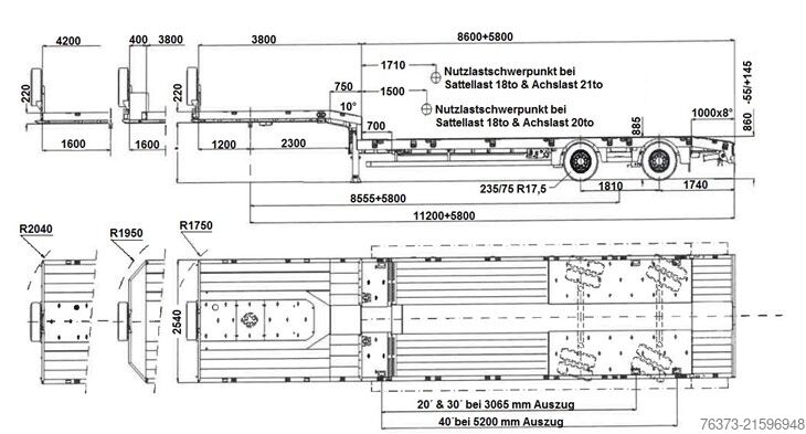 žemagrindė puspriekabė MAX Trailer 2-Achs-Tele-Semi Sattelauflieger