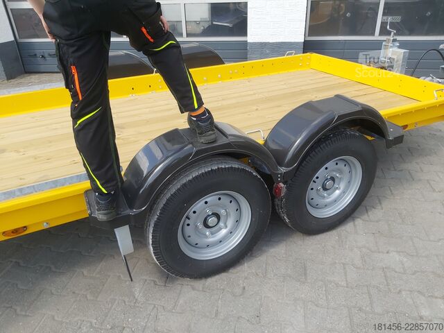 Tieflader-Anhänger für Baumaschinen trailershop Baumaschinen Bagger Anhänger mit höhenverstellbarer Deichsel Nutzlast 1850kg