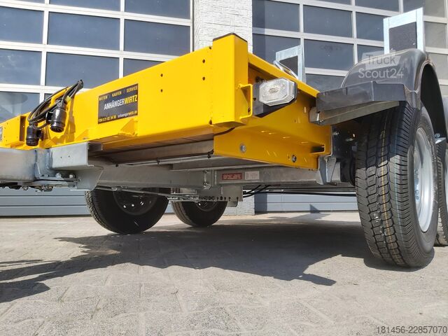 Tieflader-Anhänger für Baumaschinen trailershop Baumaschinen Bagger Anhänger mit höhenverstellbarer Deichsel Nutzlast 1850kg