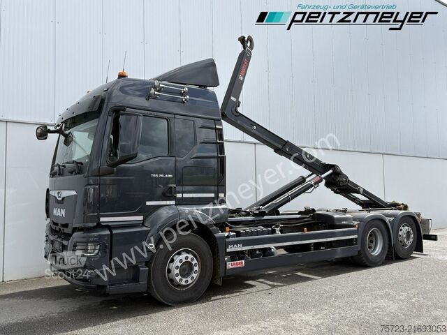 Camión portacontenedores de gancho MAN TGS 26.480FL 6x2 Hiab ULT 21S59