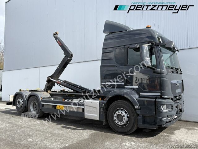 Camión portacontenedores de gancho MAN TGS 26.480FL 6x2 Hiab ULT 21S59