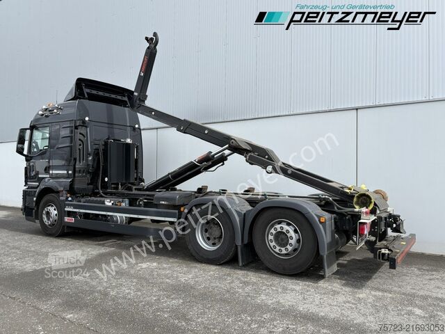 Camión portacontenedores de gancho MAN TGS 26.480FL 6x2 Hiab ULT 21S59