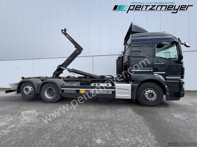 Camión portacontenedores de gancho MAN TGS 26.480FL 6x2 Hiab ULT 21S59