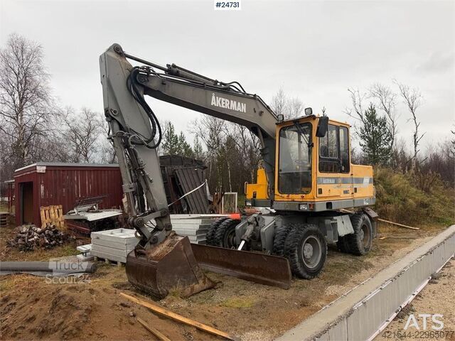 Radbagger Åkerman EW130 wheel digger w/ a bucket. WATCH VIDEO