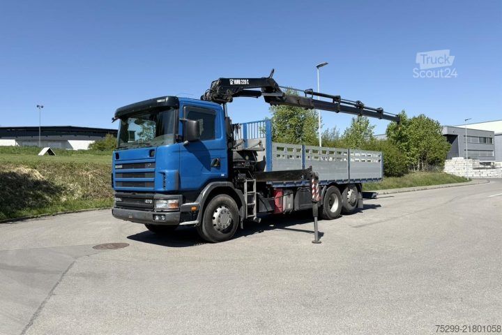 Teherautóra szerelt daru Scania R124 470PS 6x2*4 HIAB 220 C-4 / Swiss-Vehicle