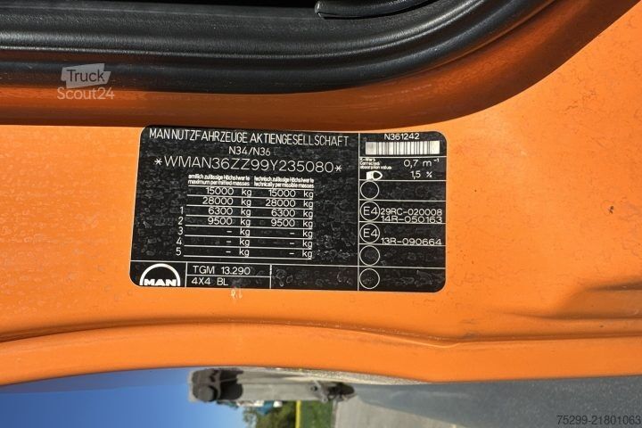 Trójstronna wywrotka MAN TGM 13.290 4x4 Kipper Kommunal / Swiss-Vehicle