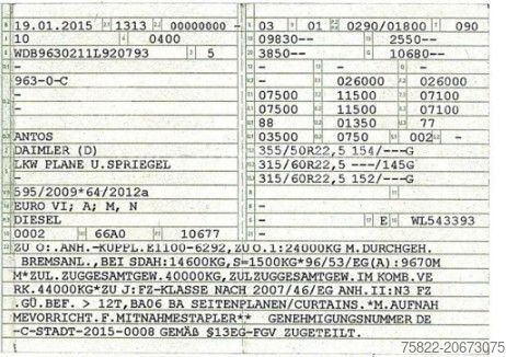 Valníkový nákladní automobil s plachtou MERCEDES-BENZ Antos 2540 / Lenkachse / Load 15,3ton