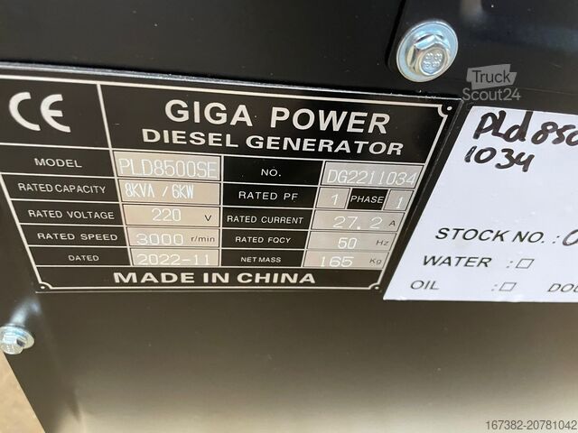Aggregate Giga power PLD8500SE 8 kVA silent generator