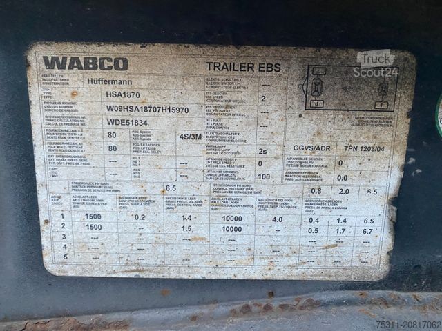 Rullplatformas piekabe HÜFFERMANN HSA 18.70 |Reserverad*4-fach pneum. Verrieg.*ABS