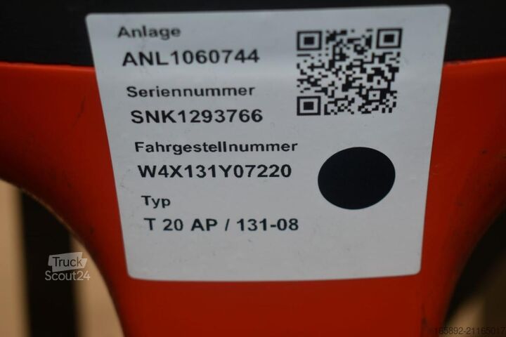 Ayakta kullanılan elektrikli paletli transpalet Linde T 20 AP 131-08