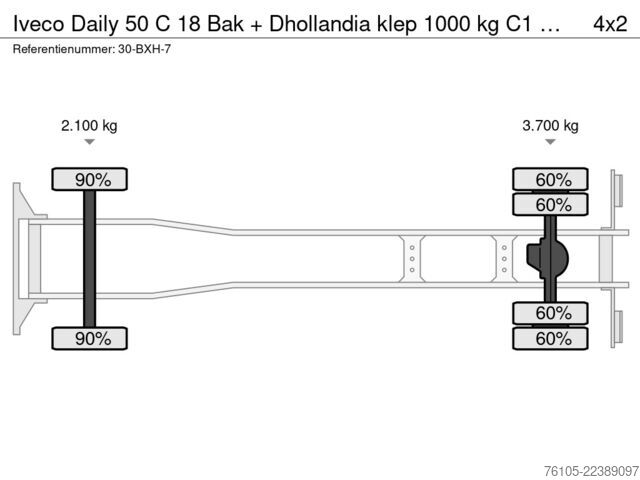 βαλίτσα Iveco Daily 50 C 18 Bak + Dhollandia klep 1000 kg C1 ...