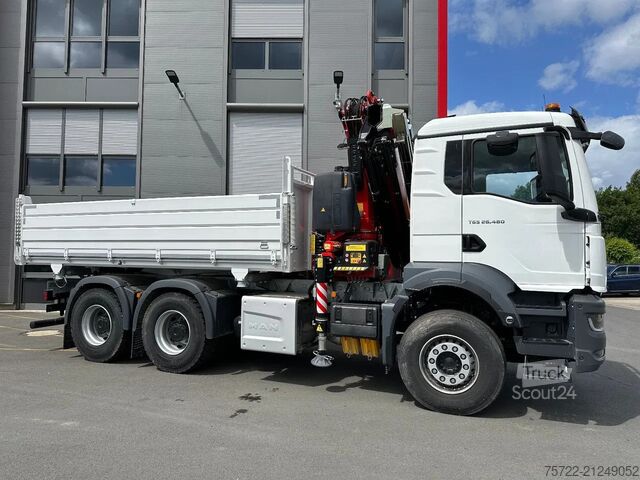 3-sided tipper MAN TGS 26.480 6x4 Krankipper Fassi F255.A.2.24