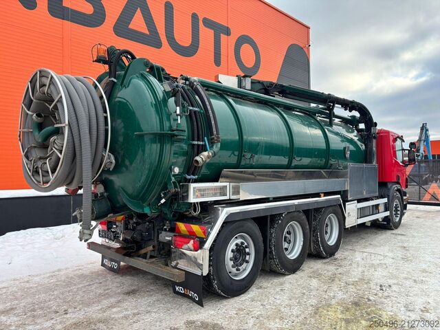 Camion aspirapolvere Scania P 420 8x4*4 Korp & son tank 14500 l + 1500 l /...