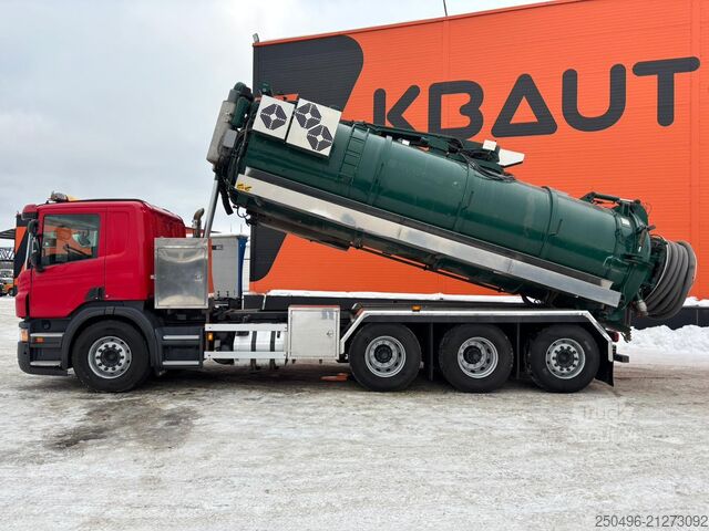 Camion aspirapolvere Scania P 420 8x4*4 Korp & son tank 14500 l + 1500 l /...