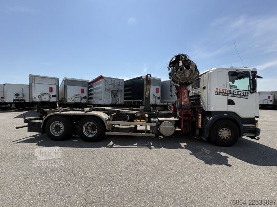 Kipper LKW SCANIA G480 6X2 ABROLLER MIT KRAN  ,RETARDER, EURO 5, SCHROTTGREIFER
