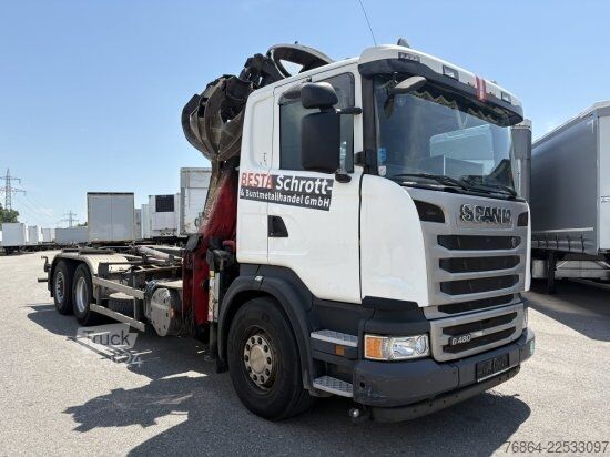 Kipper LKW SCANIA G480 6X2 ABROLLER MIT KRAN  ,RETARDER, EURO 5, SCHROTTGREIFER