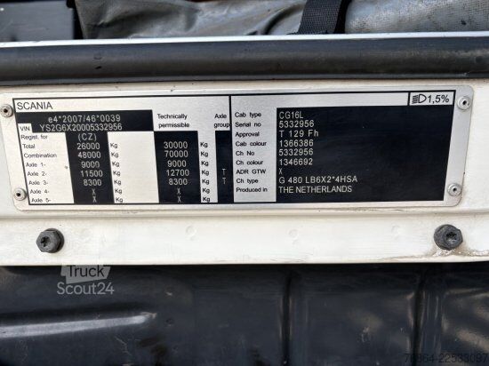 Kipper LKW SCANIA G480 6X2 ABROLLER MIT KRAN  ,RETARDER, EURO 5, SCHROTTGREIFER
