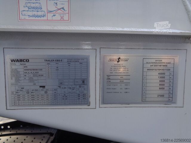 Siloauflieger SPITZER SF 2734/2P Silo 34.000 L 2 Kammern Liftachse
