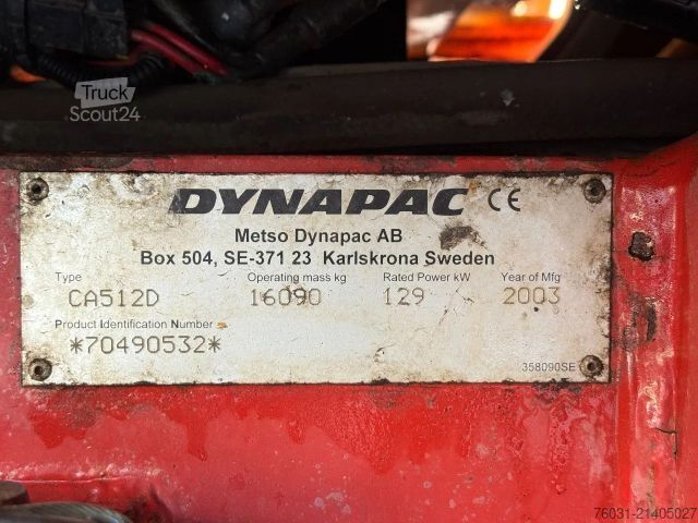 Cilindru compactor cu tambur simplu DYNAPAC CA512D Roller Compactor with Vibration 16 Ton