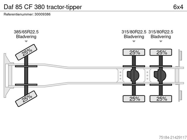 Tippbil med kran Daf 85 CF 380  tractor-tipper