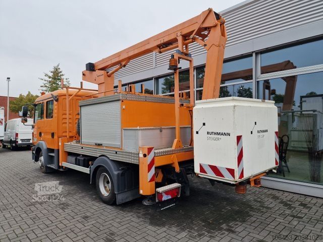 Φορτηγό με πλατφόρμα εργασίας MAN TGL 8.180 Doka 6 Sitzer Ruthmann Hubbühne