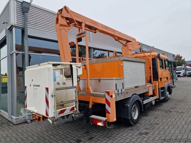 Φορτηγό με πλατφόρμα εργασίας MAN TGL 8.180 Doka 6 Sitzer Ruthmann Hubbühne