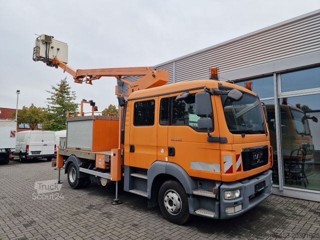 Φορτηγό με πλατφόρμα εργασίας MAN TGL 8.180 Doka 6 Sitzer Ruthmann Hubbühne